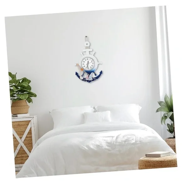 NWOT Nautical Blue and White Anchor Wall Clock - Picture 6 of 10